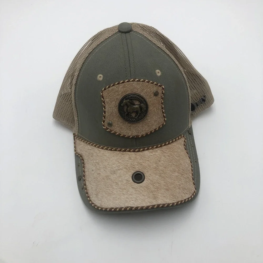 Somher Only Baseball Hat Womens Snap Back Cowhide Brim Used Green Brown Preowned